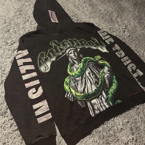 Godspeed hoodie Statue of Liberty, snake with rhinestones